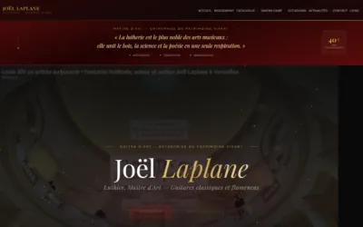 Page d'accueil du site de Joël Laplane, luthier, créé par HIT Production