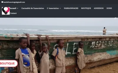 Page d'accueil du site Métis France Togo, créé par HIT Production