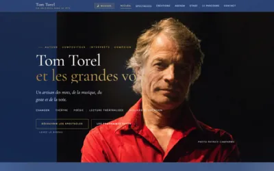Page d'accueil du site Tom Torel, créé par HIT Production