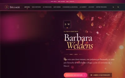 Page d'accueil du site Sillage — Barbara Weldens, créé par HIT Production